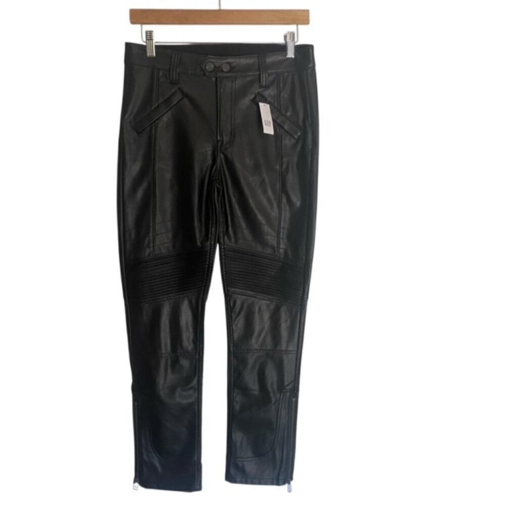 NWT Gap Mid Rise Vegan Leather Moto Vintage Slim Pants 27